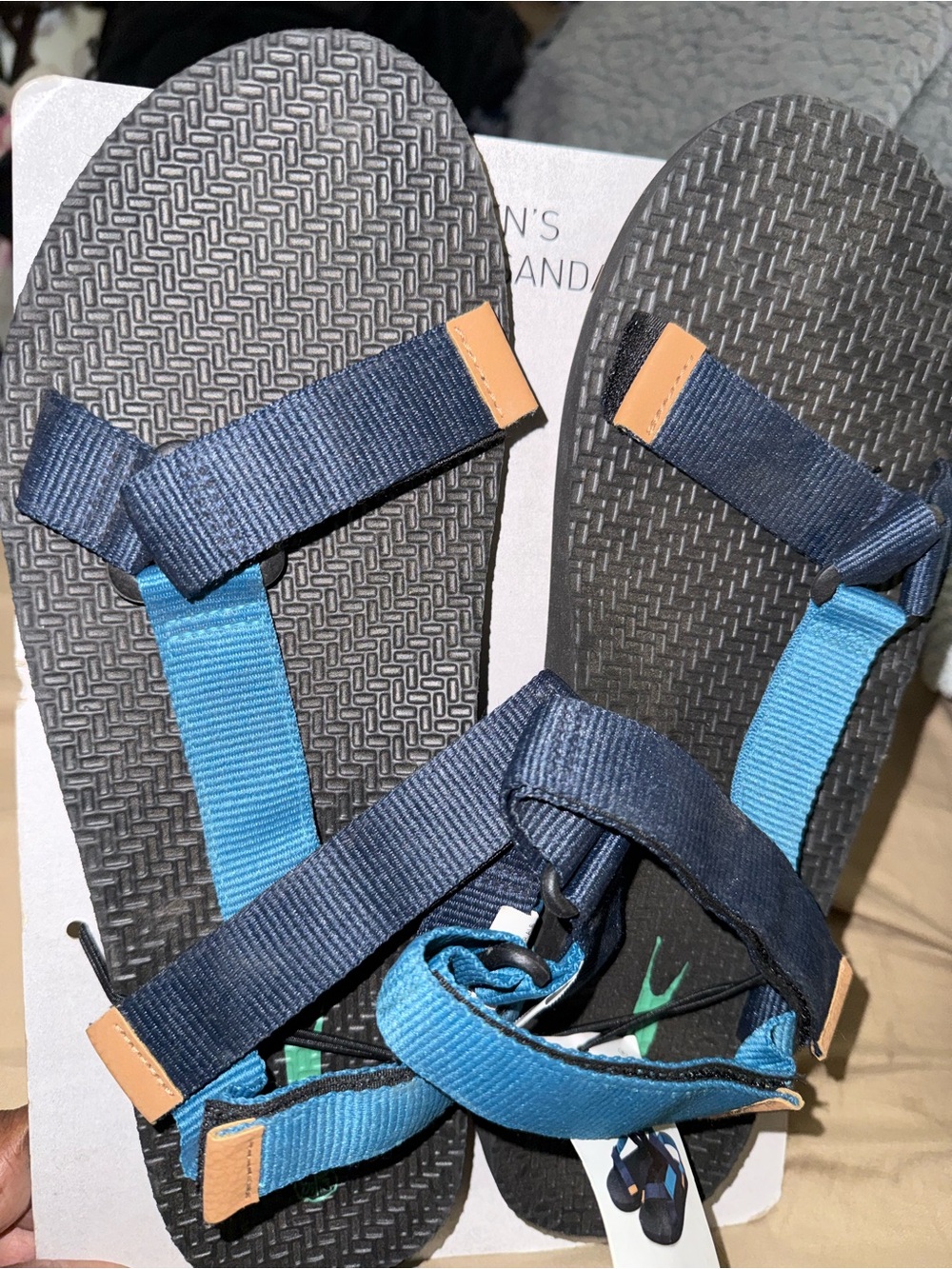 Men's Blue Webbed Strap Sandals - Navy & Sky Blue